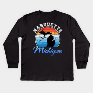 Marquette Michigan Kids Long Sleeve T-Shirt